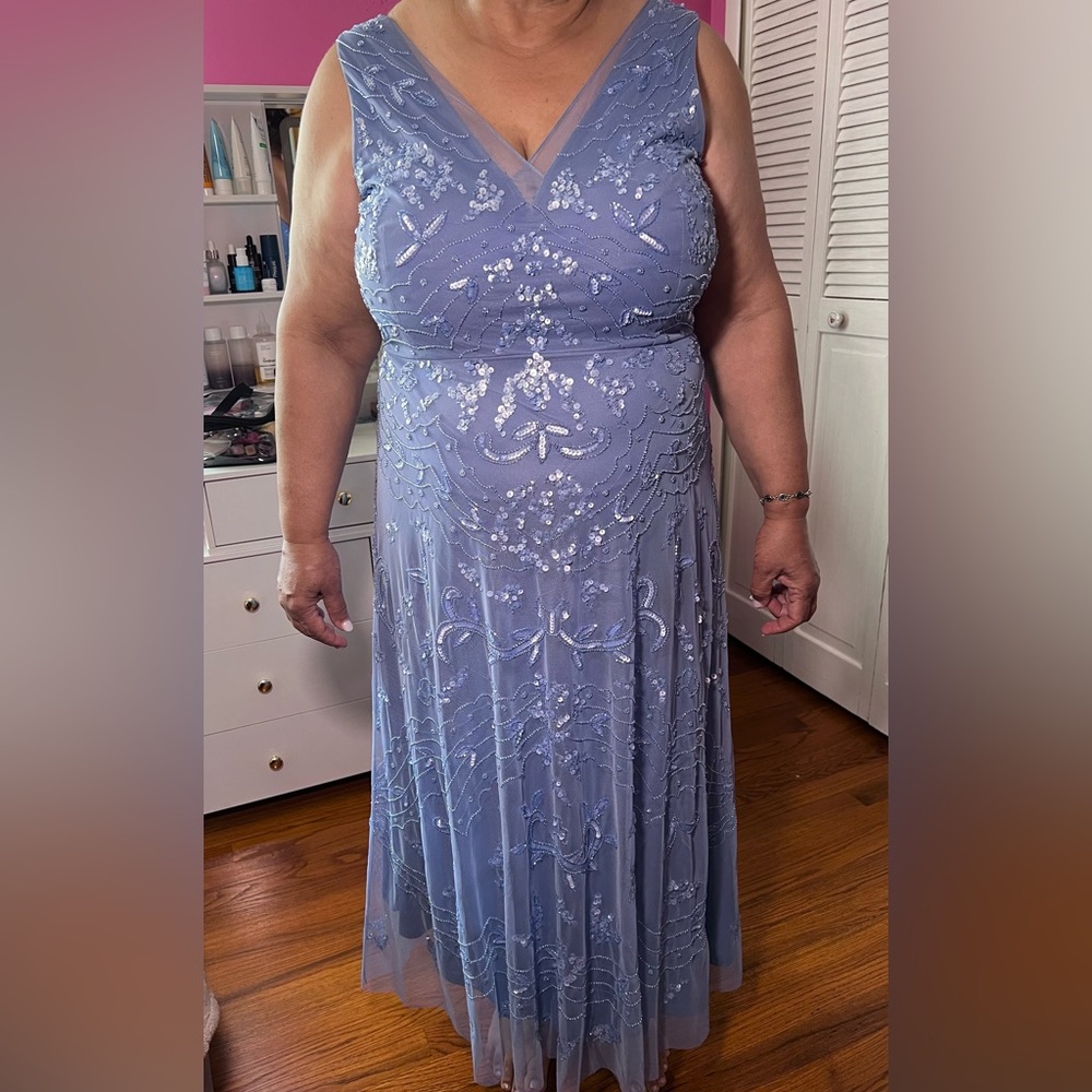 Adrianna Papell Baby Blue Sequin Evening Dress!!